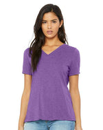 Bella Canvas 6415 Women's Relaxed Triblend V-Neck Tee Purple Triblend S