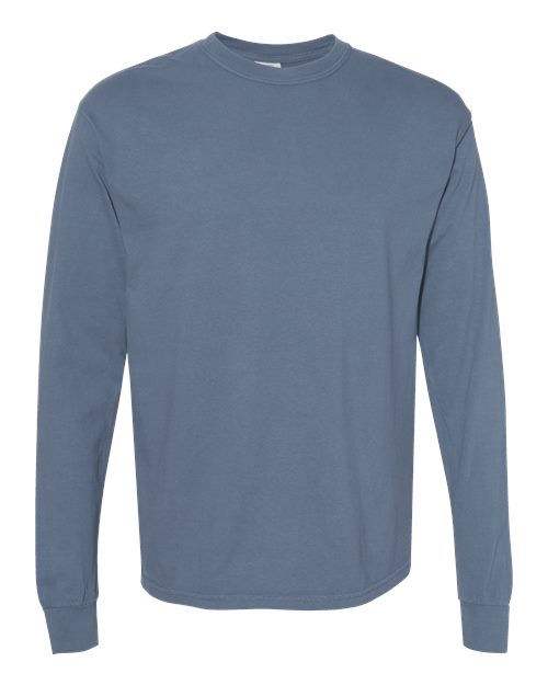 Comfort Colors 6014 Unisex Garment-Dyed Heavyweight Long Sleeve T-Shirt Blue Jean S