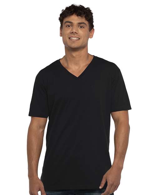 Next Level 3200 Unisex Cotton V-Neck T-Shirt Black XS