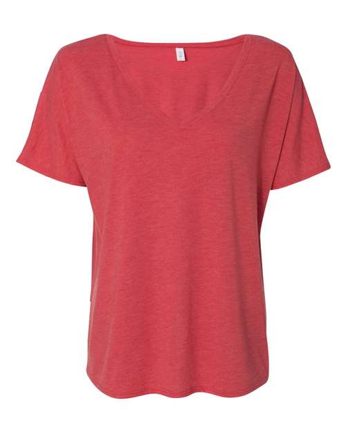 Bella Canvas 8815 Women’s Slouchy V-Neck Tee Red Triblend S