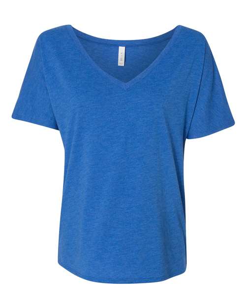 Bella Canvas 8815 Women’s Slouchy V-Neck Tee True Royal Triblend S