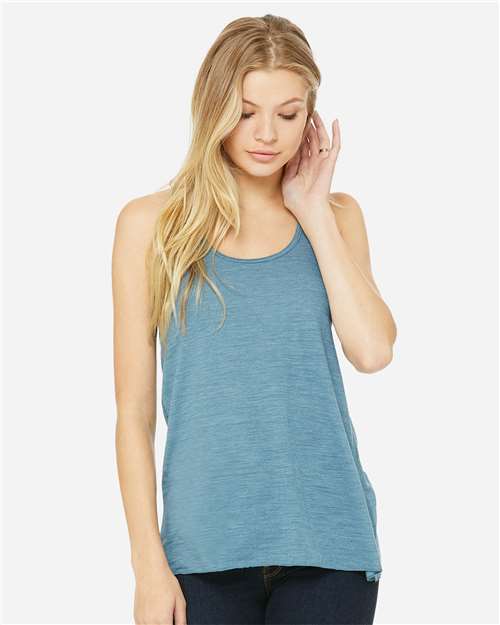 Bella Canvas 8800 Women's Flowy Racerback Tank Denim Slub XS