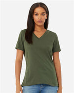 Bella Canvas 6405 Women’s Relaxed Jersey V-Neck Tee Military Green S