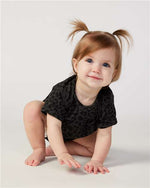 Rabbit Skins 4424 Infant Fine Jersey Bodysuit Black Leopard NB