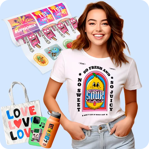 DTF transfers on bag, tumbler, shirt and more