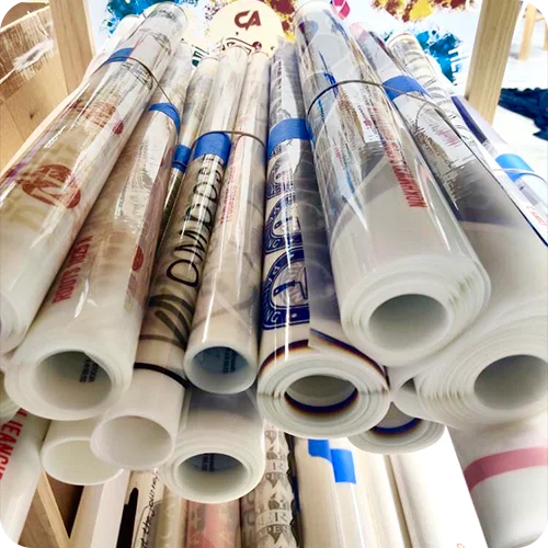DTF gang sheets rolled and ready to ship