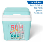 UV DTF decal being peeled off cooler – easy peel and stick with no heat press needed