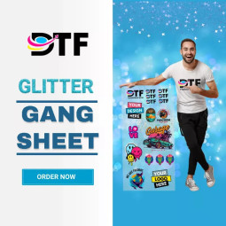 Custom glitter DTF Transfers USA | DTF Gang Sheet | Ordenar por pies