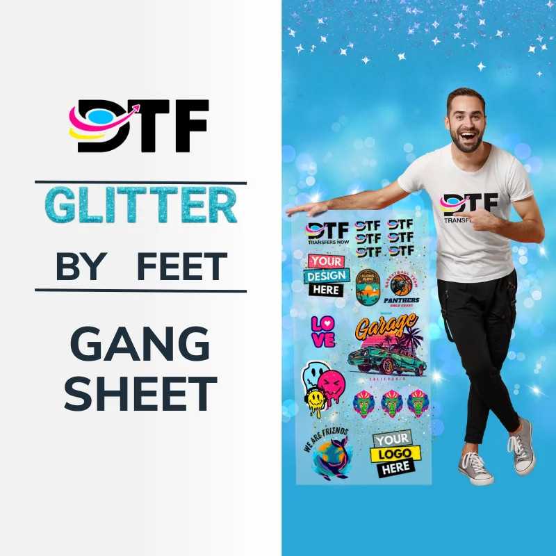 Custom glitter DTF Transfers USA | DTF Gang Sheet | Ordenar por pies