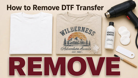 Hands carefully removing a DTF transfer from a t-shirt using heat and a peeling tool