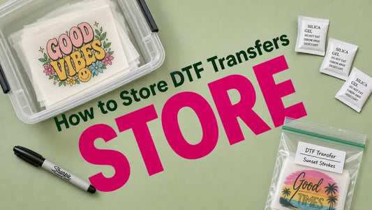 DTF transfer sheets neatly stored in a flat folder away from light and humidity