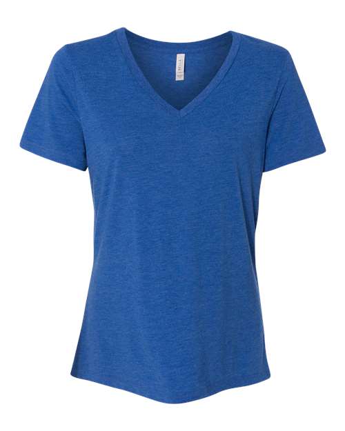Bella Canvas 6415 Women's Relaxed Triblend V-Neck Tee True Royal Triblend S