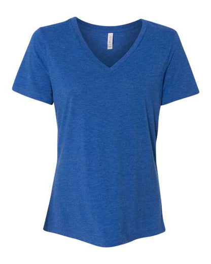 Bella Canvas 6415 Women's Relaxed Triblend V-Neck Tee True Royal Triblend M