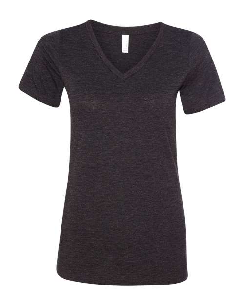 Bella Canvas 6415 Women's Relaxed Triblend V-Neck Tee Charcoal Black Triblend S