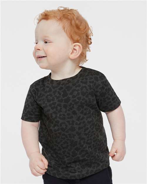 Rabbit Skins 3322 Infant Fine Jersey Tee Black Leopard 6M