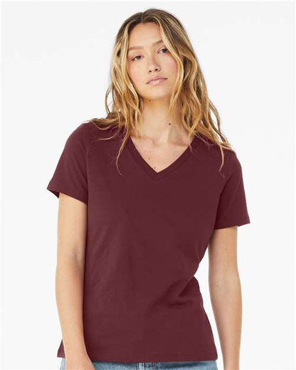 Bella Canvas 6405 Women’s Relaxed Jersey V-Neck Tee Maroon S