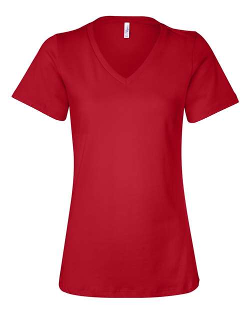 Bella Canvas 6405 Women’s Relaxed Jersey V-Neck Tee Red S