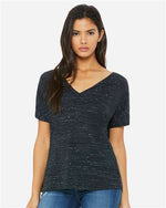 Bella Canvas 8815 Women’s Slouchy V-Neck Tee Black Marble S
