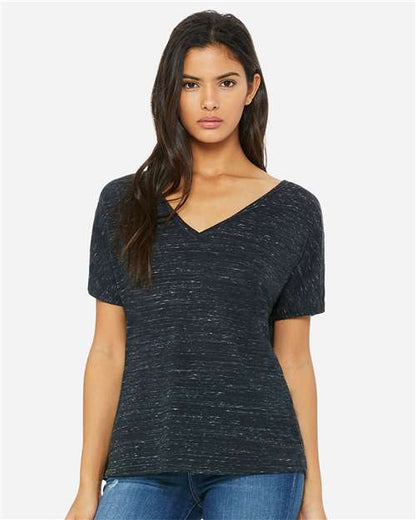 Bella Canvas 8815 Women’s Slouchy V-Neck Tee Black Marble S