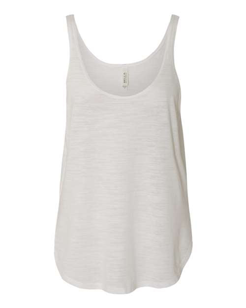 Bella Canvas 8802 Women's Flowy Tank with Side Slit White Slub S