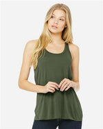 Bella Canvas 8800 Women's Flowy Racerback Tank Military Green XS