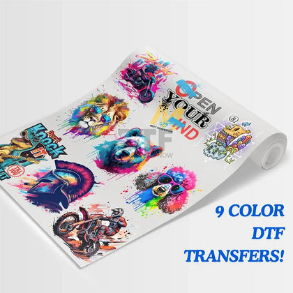 9-Color ORGB DTF transfer sheet with maximum color depth