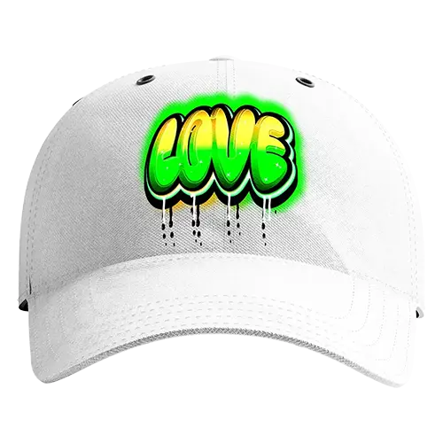 Cap with neon DTF transfer pressed on the front