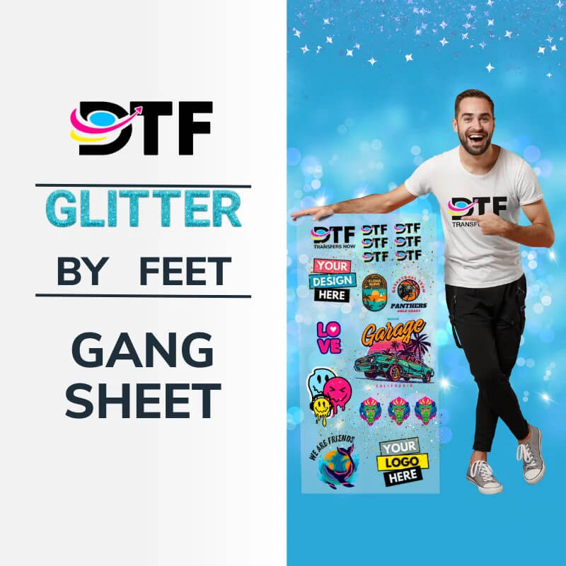 Glitter DTF Transfers: Custom Gang Sheets with Silver Shimmer