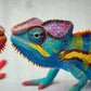 ORGB DTF transfer showcasing a colorful blue chameleon design