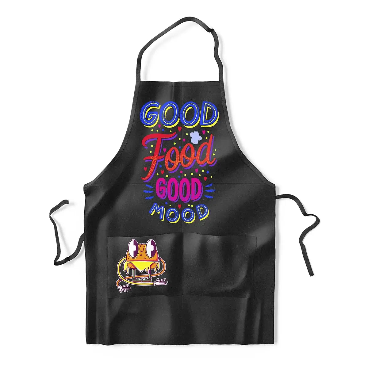ORGB DTF transfer with colorful design printed on kitchen apron