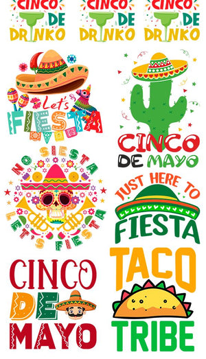 Cinco de Mayo Premade DTF Gang Sheet: Let's Fiesta
