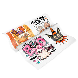 Halloween Premade DTF Gang Sheet: Boo'd Coffee & Pups