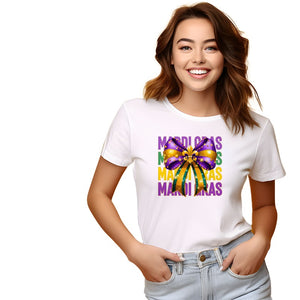 Mardi Gras Fleur-de-lis Bow DTF Transfer