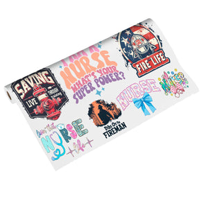 Nurse & Firefighter Premade DTF Gang Sheet: Nurse Superpower & Fire Life