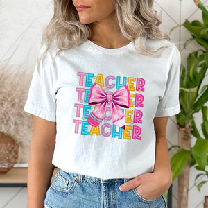 Teacher Pink Bow Pencil DTF Transfer
