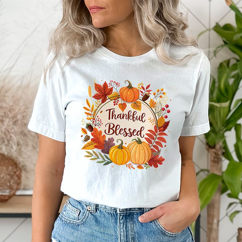 Thankful Blessed Fall Wreath DTF Transfer