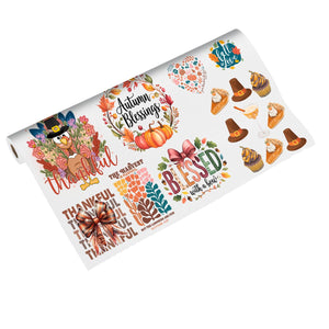 Fall & Thanksgiving Premade DTF Gang Sheet: Autumn Blessings & Pie