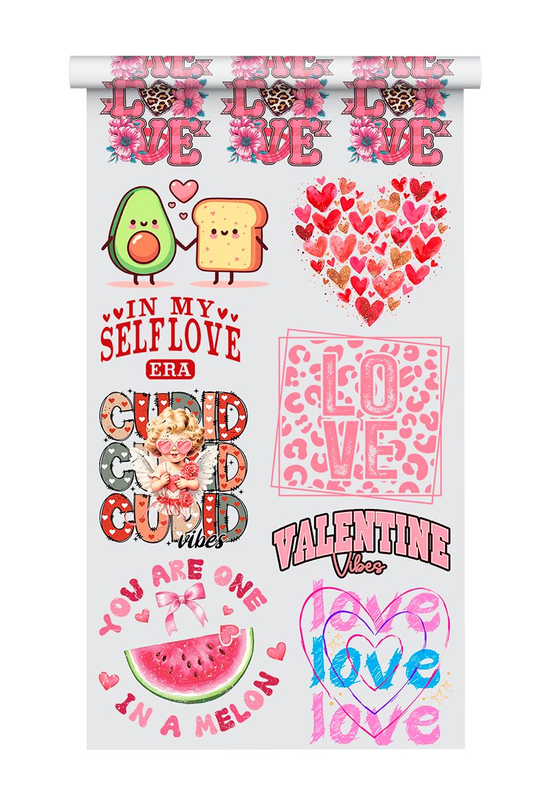 Valentine's Day Premade DTF Gang Sheet: Cupid Vibes & Self Love