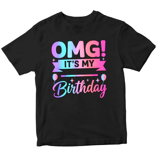 T-shirt with fluorescent DTF design in bright neon colors